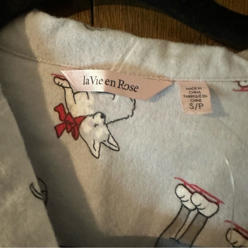 La Vie en Rose Christmas Dogs Winter Snow Gray Pajama Set Cotton Fleece Sz S - Picture 14 of 16